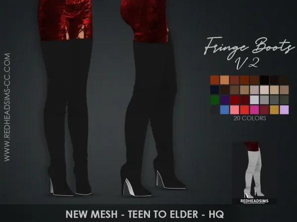 Maxis Match FRINGE BOOTS V2 by redheadsims - The Sims 4 Custom Content