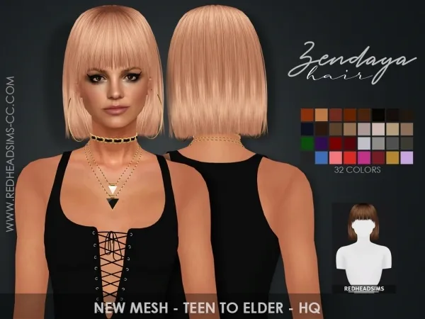 Maxis Match ZENDAYA HAIR by redheadsims - The Sims 4 Custom Content
