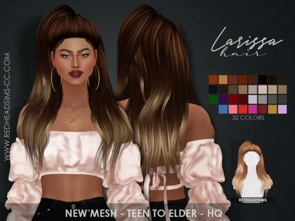 Alpha LARISSA HAIR by redheadsims - The Sims 4 Custom Content