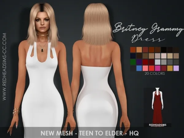 Maxis Match BRITNEY GRAMMY DRESS by redheadsims - The Sims 4 Custom Content