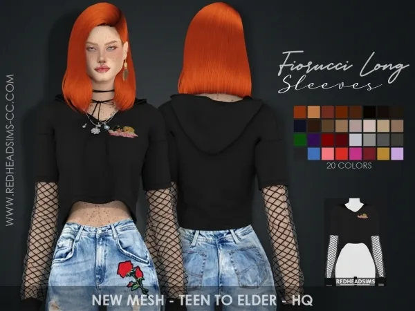 Alpha FIORUCCI LONG SLEEVES by redheadsims - The Sims 4 Custom Content
