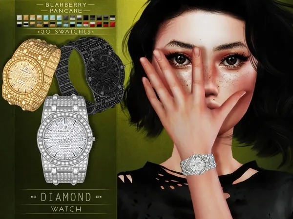Maxis Match Blahberry Pancake Diamond Watch (female) by blahberry-pancake - The Sims 4 Custom Content
