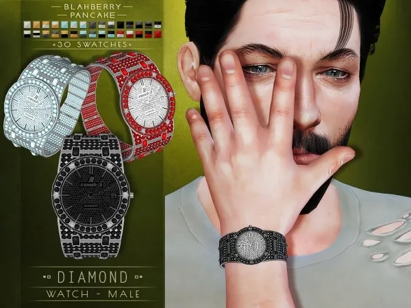 Alpha Blahberry Pancake Diamond Watch (male) - The Sims 4 Custom Content