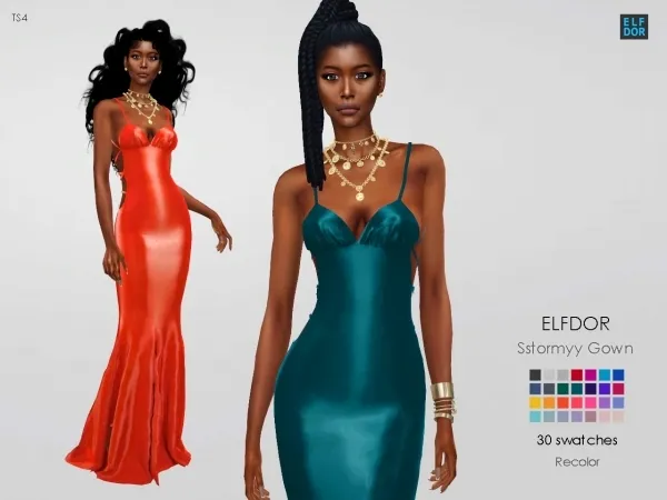 Alpha Sstormyy Gown RC by elfdor - The Sims 4 Custom Content