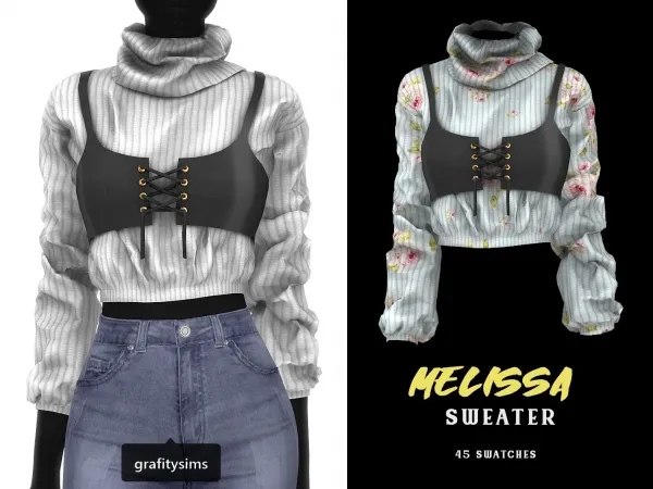 Alpha Melissa Sweater by grafity-cc - The Sims 4 Custom Content