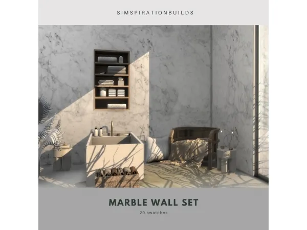 Alpha Marble Wall Set by simsfinds - The Sims 4 Custom Content