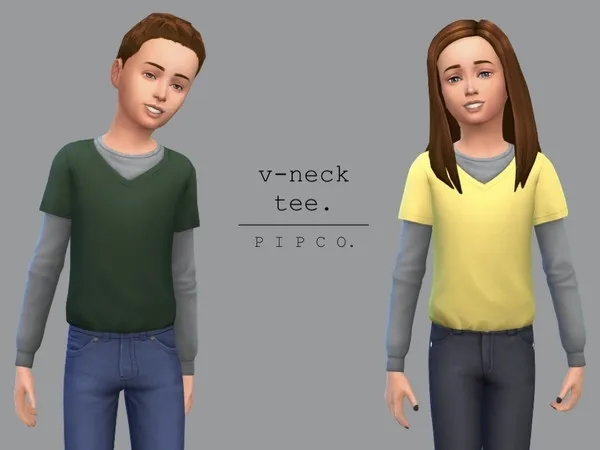 Maxis Match v neck tee (with sweater) by thesimsresource - The Sims 4 Custom Content