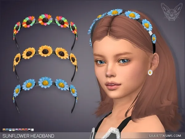 Alpha Sunflower Headband For Kids by giuliettasims - The Sims 4 Custom Content