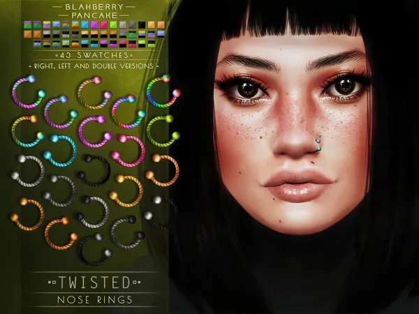 Alpha Blahberry Pancake Twisted Nose Rings (unisex) by blahberry-pancake - The Sims 4 Custom Content