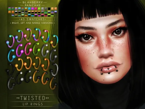 Maxis Match Blahberry Pancake Twisted Lip Rings (unisex) by blahberry-pancake - The Sims 4 Custom Content