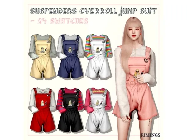 [RIMINGs] Suspenders Overroll Jump Suit