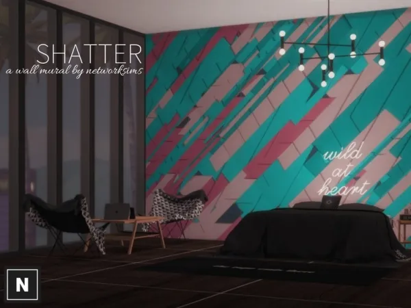 Alpha netsims shatter wall mural by thesimsresource - The Sims 4 Custom Content
