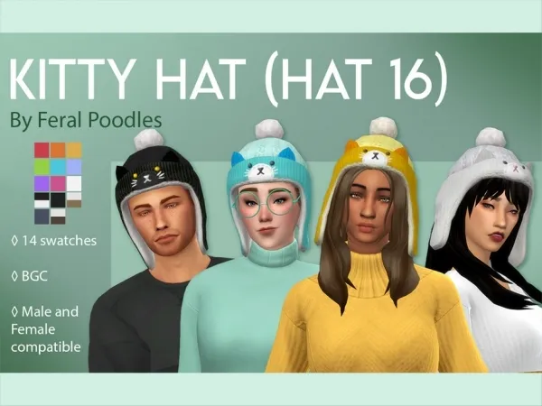Maxis Match feralpoodles' Kitty Hat (Non Hair Compatible) - The Sims 4 Custom Content