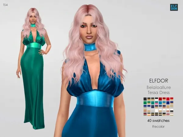 Alpha Belaloallure Tessa Dress RC by elfdor - The Sims 4 Custom Content