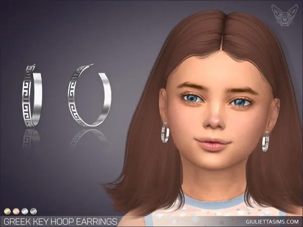 Alpha GREEK KEY HOOP EARRINGS FOR KIDS by giuliettasims - The Sims 4 Custom Content