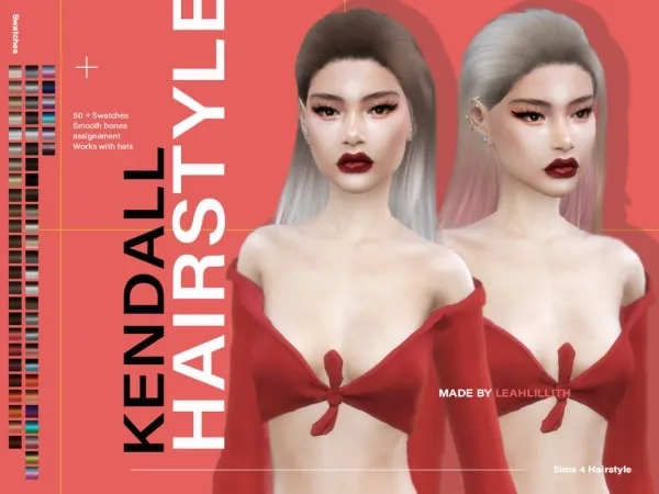 Alpha Leah Lillith's LeahLillith Kendall Hairstyle by thesimsresource - The Sims 4 Custom Content