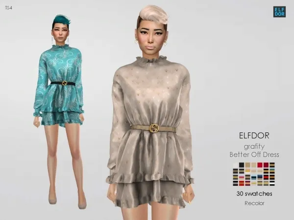 Alpha Grafity Better Off Dress RC by elfdor - The Sims 4 Custom Content