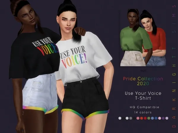 Alpha DarkNighTt's [Pride Collection 2020] Use Your Voice T Shirt by thesimsresource - The Sims 4 Custom Content