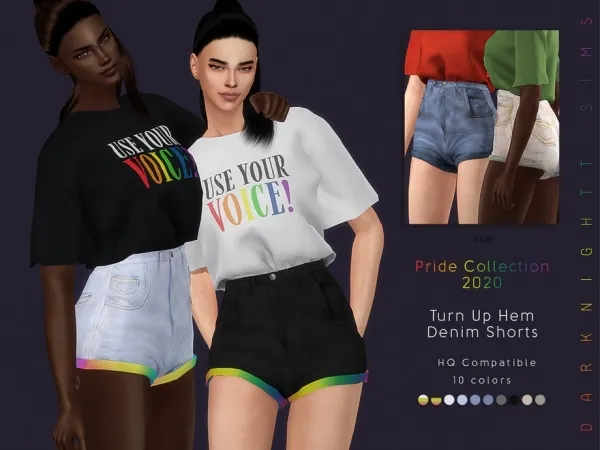Alpha DarkNighTt's [Pride Collection 2020] Turn Up Hem Denim Shorts by thesimsresource - The Sims 4 Custom Content