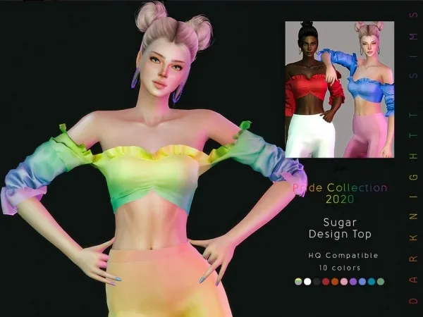 Alpha DarkNighTt's [Pride Collection 2020] Sugar Design Top - The Sims 4 Custom Content