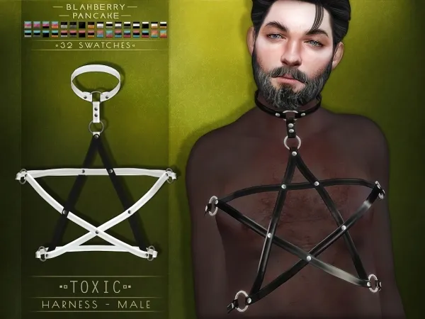 Alpha Blahberry Pancake Toxic Harness MALE by blahberry-pancake - The Sims 4 Custom Content
