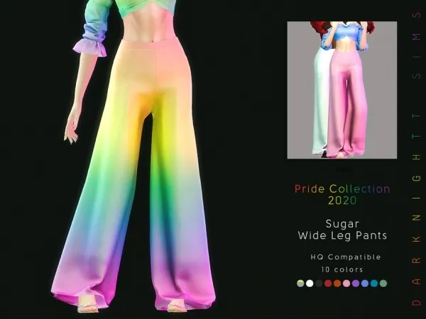 Alpha DarkNighTt's [Pride Collection 2020] Sugar Wide Leg Pants by thesimsresource - The Sims 4 Custom Content