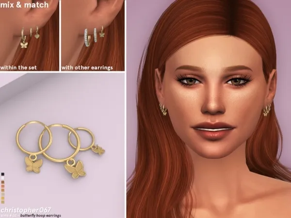 Maxis Match Butterfly Hoop Earrings Christopher067 - The Sims 4 Custom Content