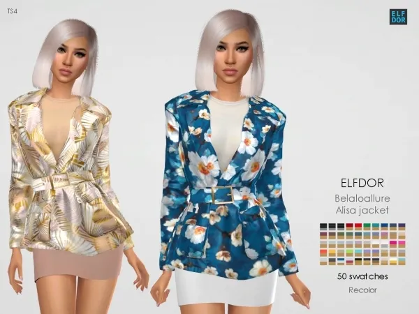 Alpha Belaloallure Alisa Jacket RC by elfdor - The Sims 4 Custom Content
