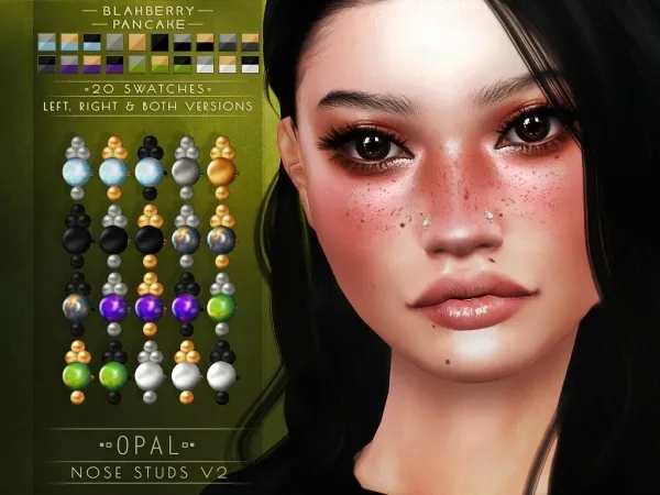 Maxis Match Blahberry Pancake Opal Nose Studs V2 by blahberry-pancake - The Sims 4 Custom Content