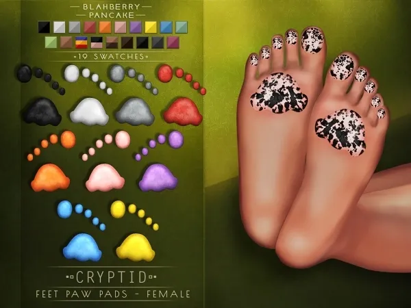 Alpha Blahberry Pancake Cryptid Feet Paw Pads FEMALE by blahberry-pancake - The Sims 4 Custom Content