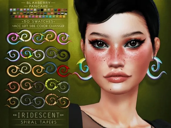 Alpha Blahberry Pancake Iridescent Spiral Tapers (unisex) - The Sims 4 Custom Content