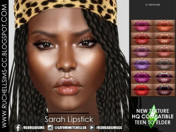 Alpha Sarah Lipstick Free by ruchellsims - The Sims 4 Custom Content