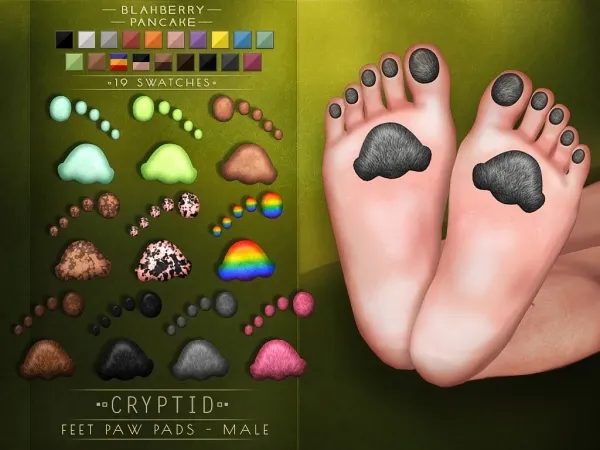 Alpha Blahberry Pancake Cryptid Feet Paw Pads MALE by blahberry-pancake - The Sims 4 Custom Content
