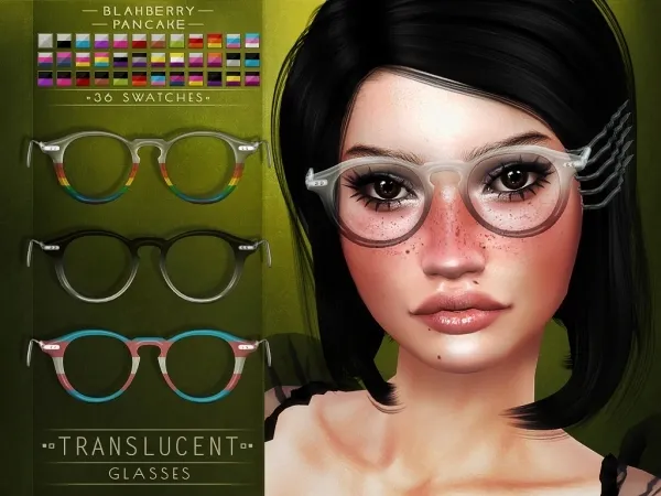 Alpha Blahberry Pancake Translucent Glasses (unisex) by blahberry-pancake - The Sims 4 Custom Content
