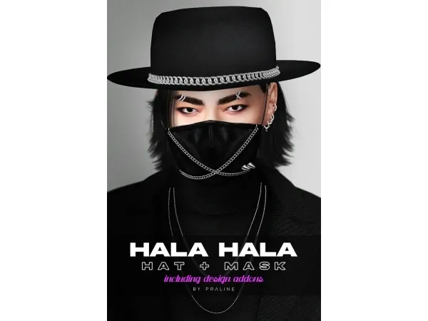 Alpha HALA HALA Hat Mask (addons) by pralinesims - The Sims 4 Custom Content
