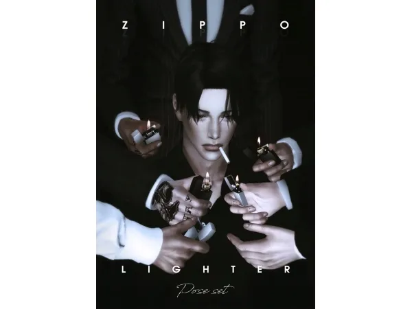 Alpha Zippo Lighter Pose Set by simsfinds - The Sims 4 Custom Content