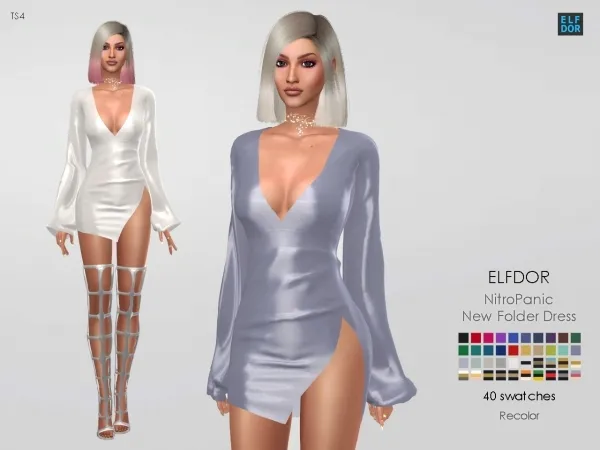 Alpha NitroPanic New Folder Dress RC by elfdor - The Sims 4 Custom Content