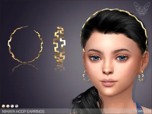 Alpha Nimaya Hoop Earrings For Kids by giuliettasims - The Sims 4 Custom Content