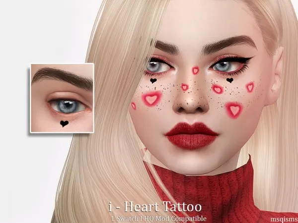 Mix MSQSIMS' i Heart Tattoo - The Sims 4 Custom Content