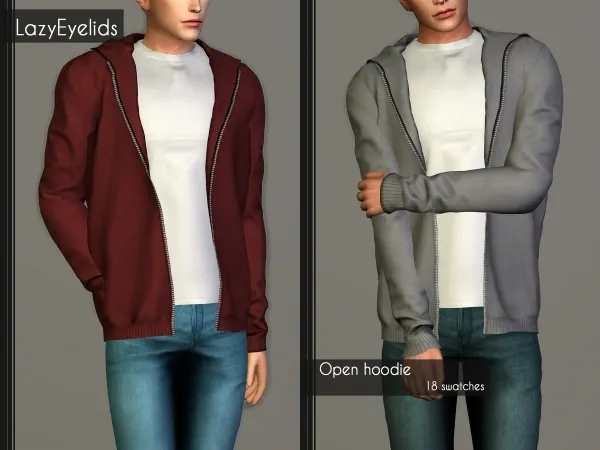 Alpha Open hoodie by lazyeyelids - The Sims 4 Custom Content