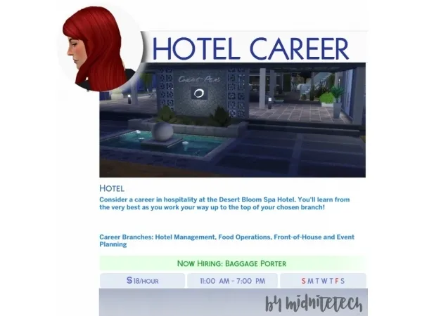 Alpha HOTEL CAREER by simsfinds - The Sims 4 Custom Content