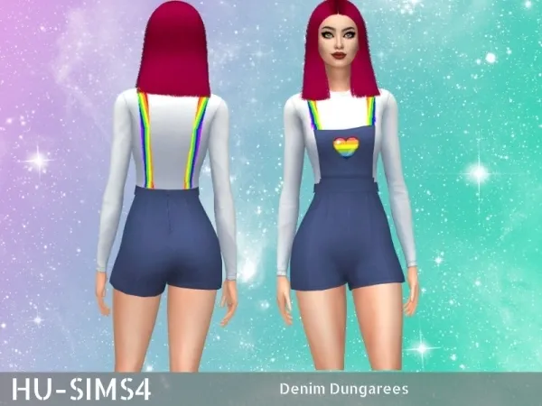 Maxis Match hu sims4's Denim Dungarees - The Sims 4 Custom Content