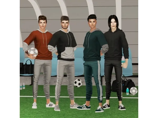 Slim Fit JoggersLayered Sleeve Hoodie by nikaonishko - The Sims 2 Custom Content