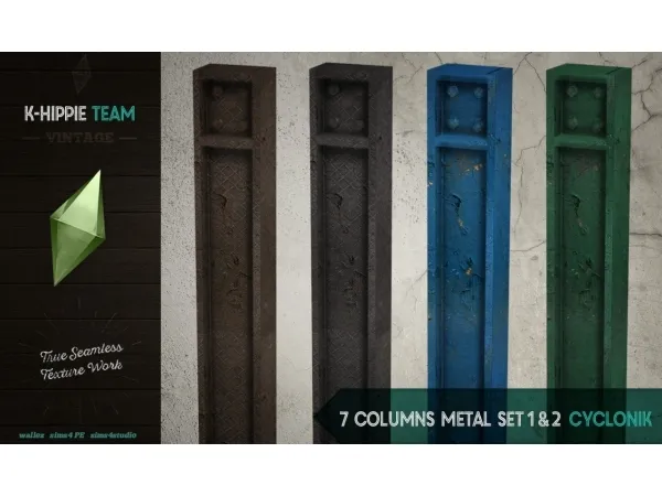 Alpha 7 COLUMNS METAL CYCLONIK SET 1 2 by simsfinds - The Sims 4 Custom Content