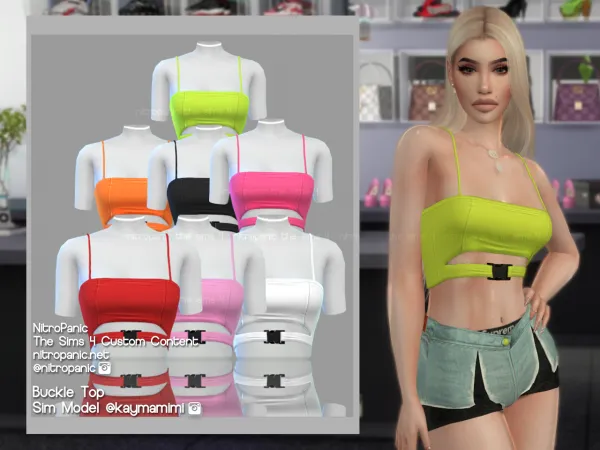 Alpha Buckle Top by nitropanic - The Sims 4 custom content