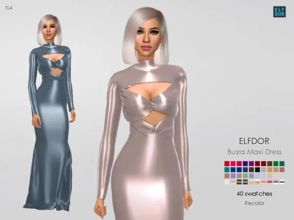 Alpha Busra tr Maxi Dress RC by busratr - The Sims 4 Custom Content