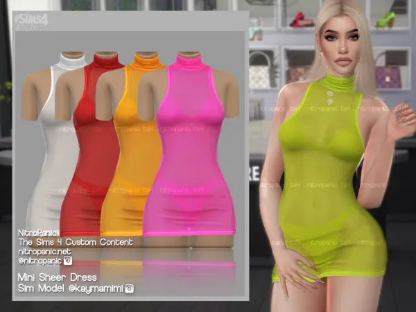 Alpha Mini Sheer Dress by nitropanic - The Sims 4 Custom Content