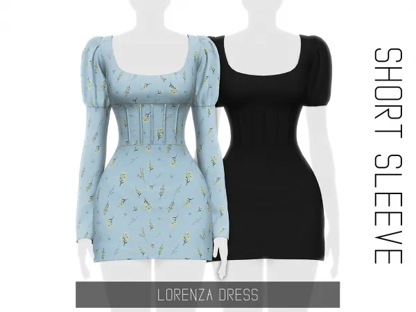 Alpha LORENZA DRESS SHORT SLEEVE by simsfinds - The Sims 4 Custom Content