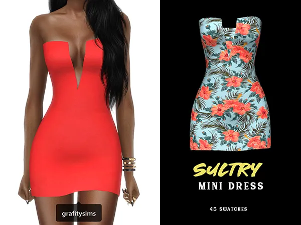 Alpha Sultry Mini Dress by grafity-cc - The Sims 4 Custom Content