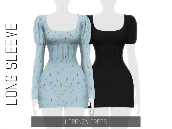Alpha LORENZA DRESS LONG SLEEVE by simsfinds - The Sims 4 Custom Content